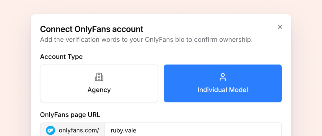 Connecting an OnlyFans account to OnlyTraffic Studio with verification words